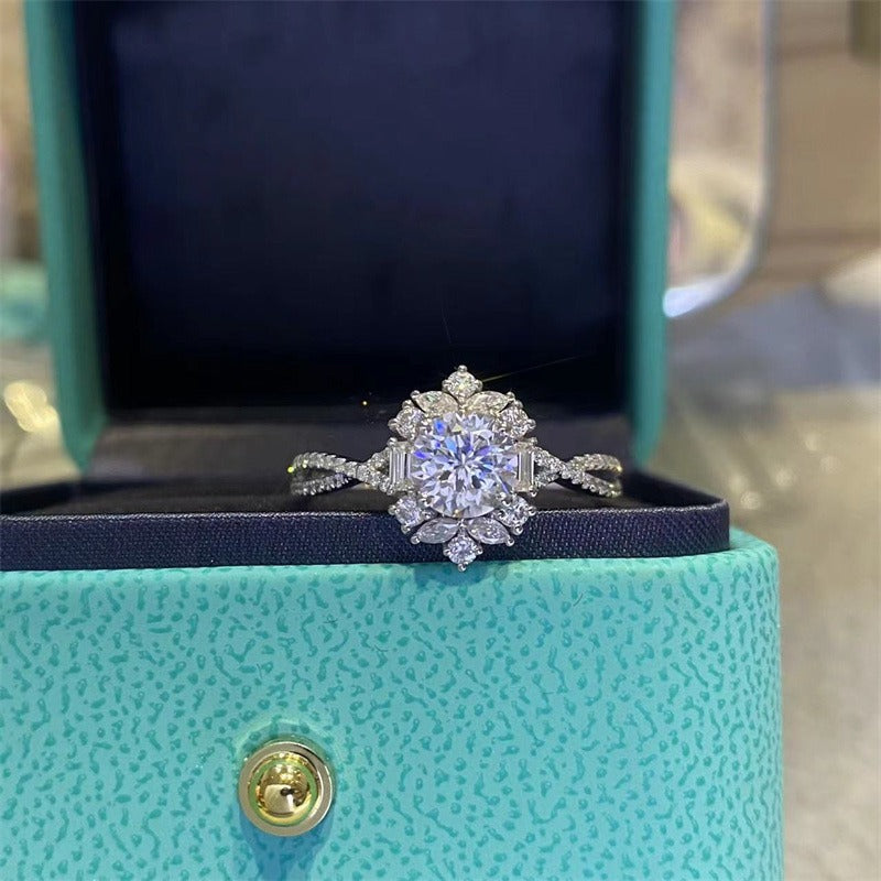 2 Carat Round Cut Snowflake Moissanite Ring S925-R010