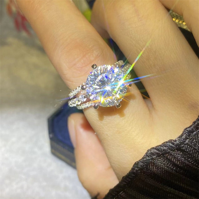 5CT Round Cut Moissanite Ring 925 Silver-R025