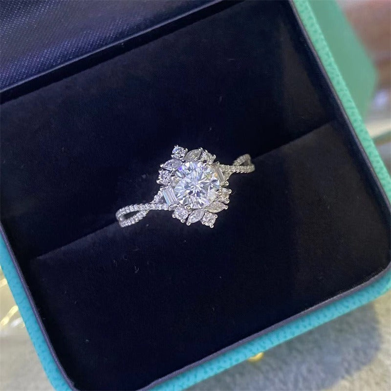 2 Carat Round Cut Snowflake Moissanite Ring S925-R010