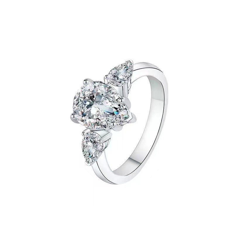 3 Carat Teardrop Moissanite Ring -R005