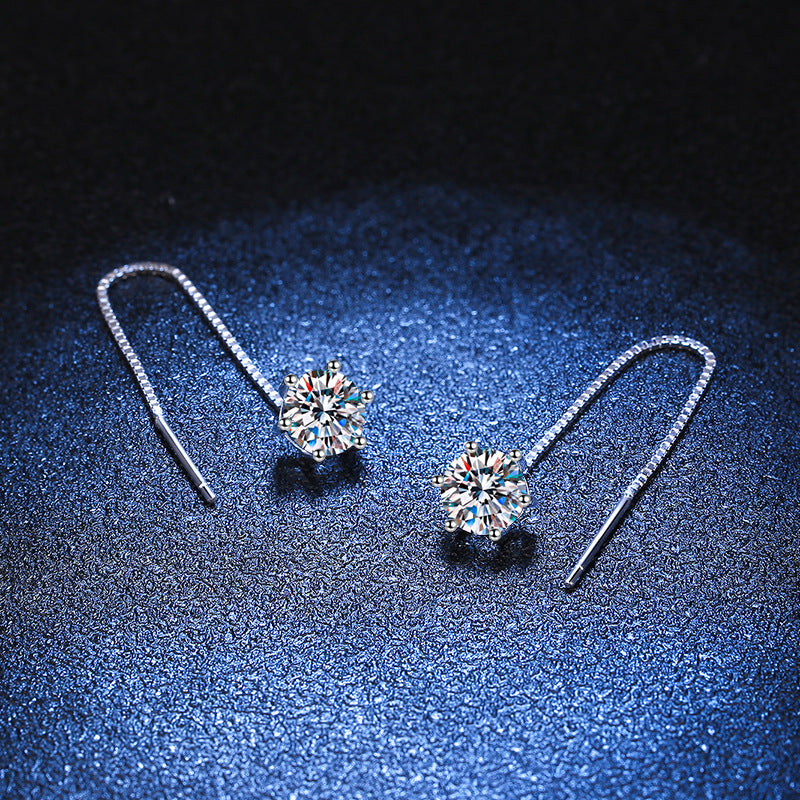 Classic Six-Claw Moissanite Earrings(S925 Plated pt950) -E007