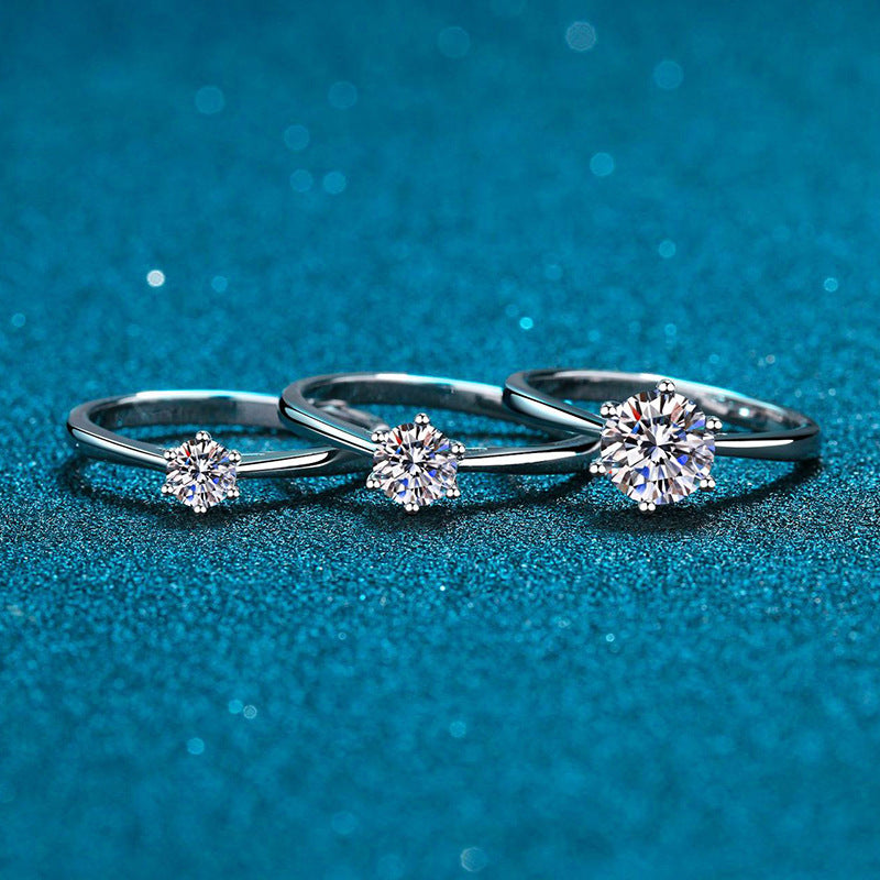 Simple Six Claws Moissanite Ring-R002