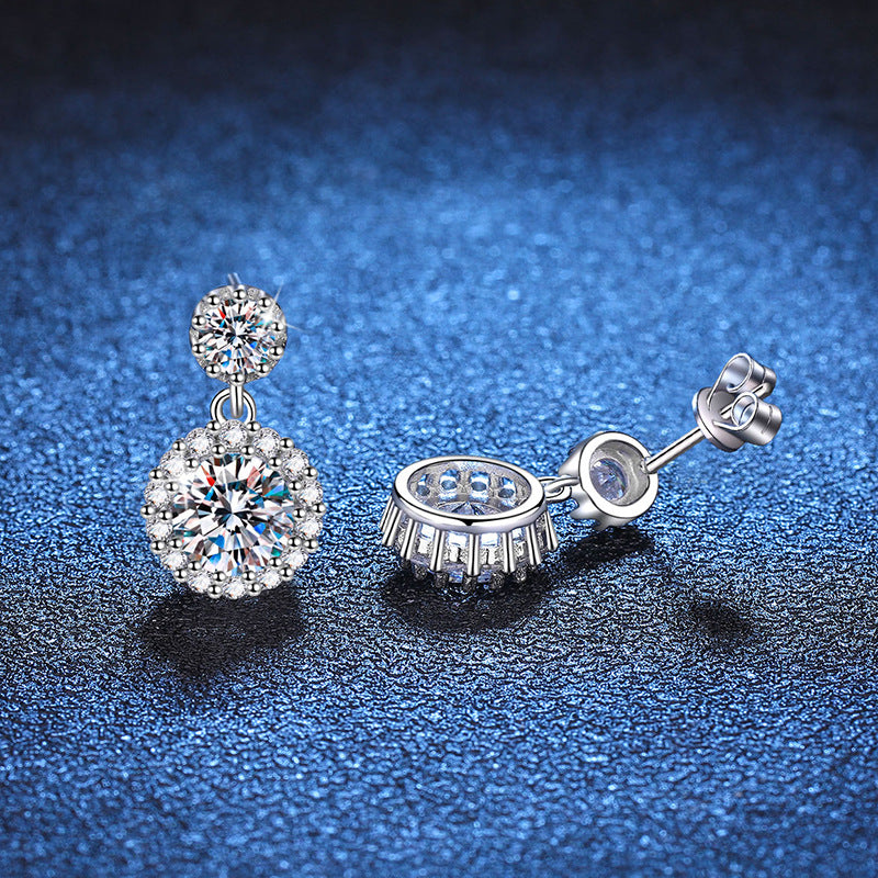 S925 Round Moissanite Earrings -E012