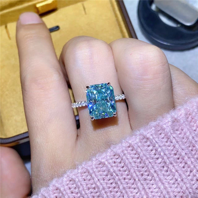 Mint Green Ice Flowers Moissanite Ring -R024