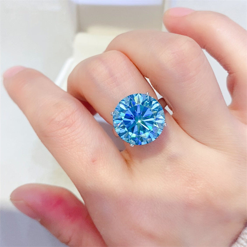 Blue 10 Carat Moissanite Ring -R017