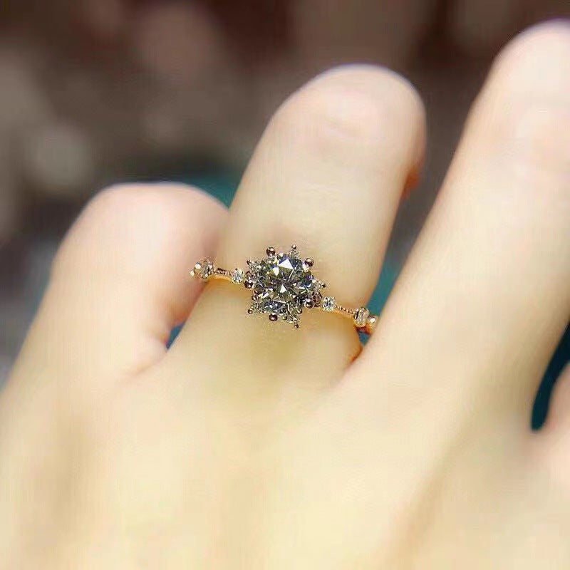 1CT New Rose Gold Six-claw Moissanite Ring D color VVS 925 Silver-R026
