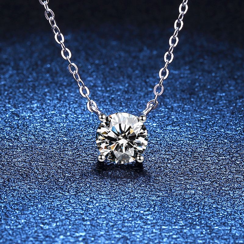 S925 Four-Claw Moissanite Necklace (Clavicle Chain)-N004