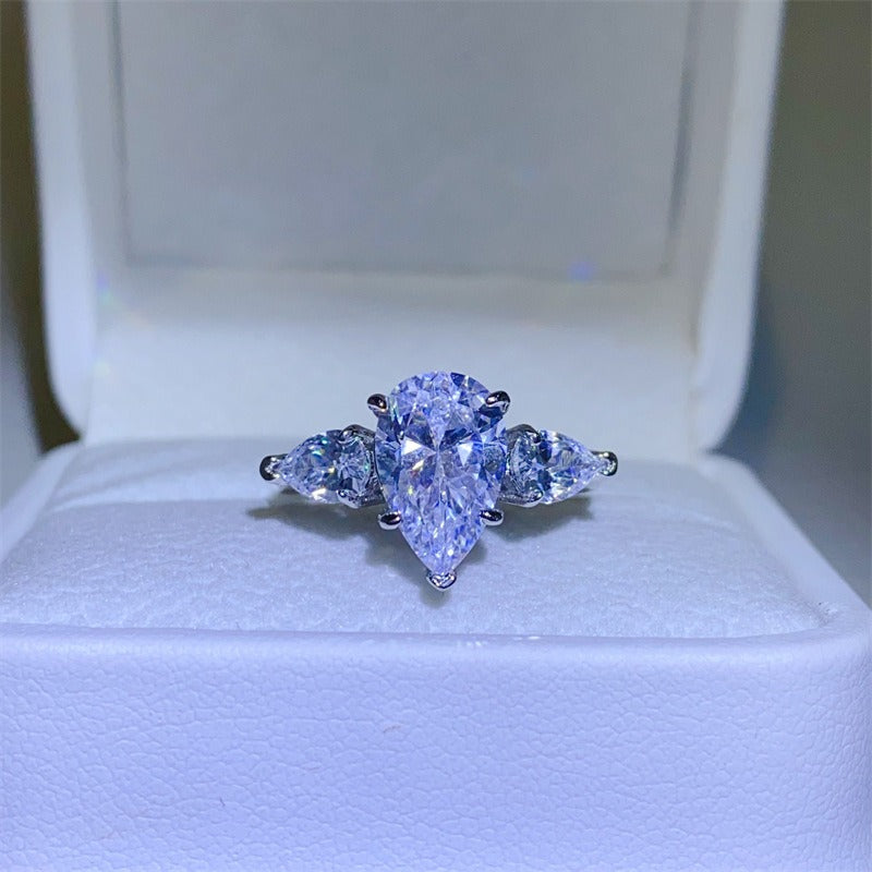 3 Carat Teardrop Moissanite Ring -R005