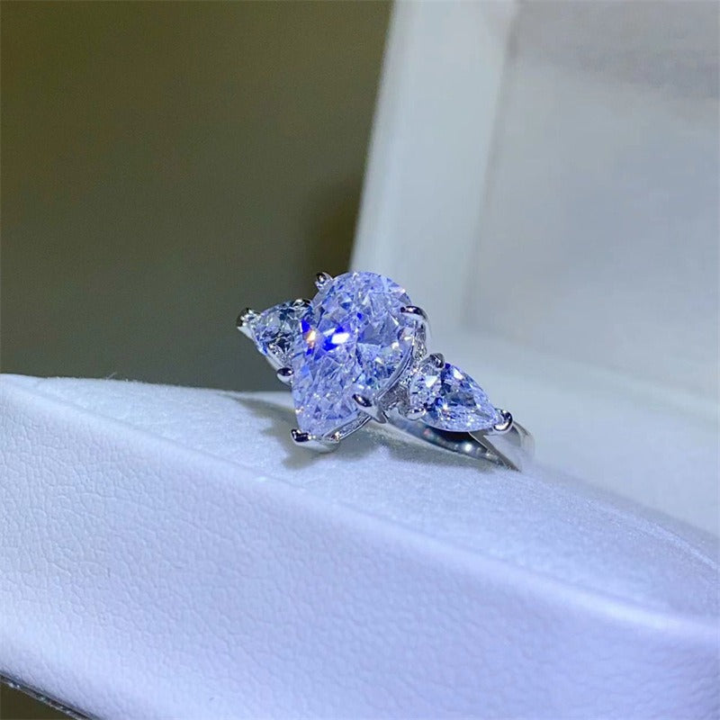 3 Carat Teardrop Moissanite Ring -R005