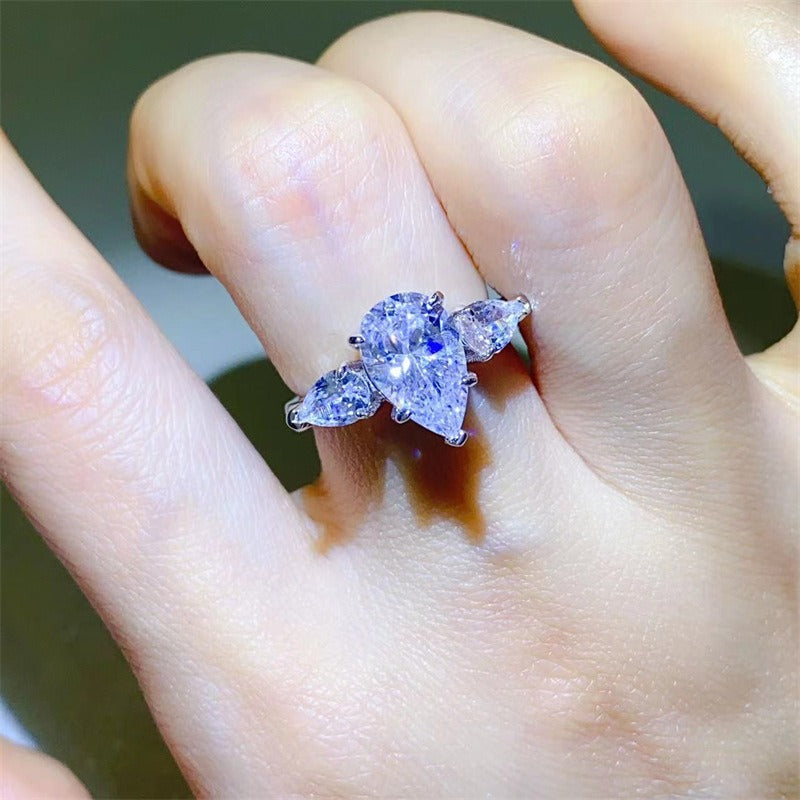 3 Carat Teardrop Moissanite Ring -R005