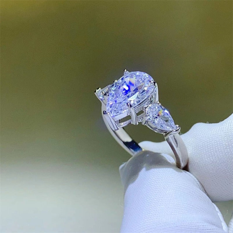 3 Carat Teardrop Moissanite Ring -R005