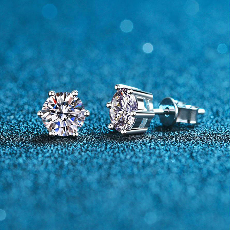 S925 Classic Six-Claw Moissanite Earrings-E002