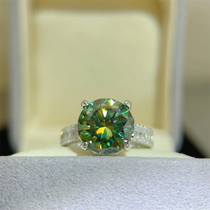Luxurious 5 Carat Green Moissanite Ring -R009