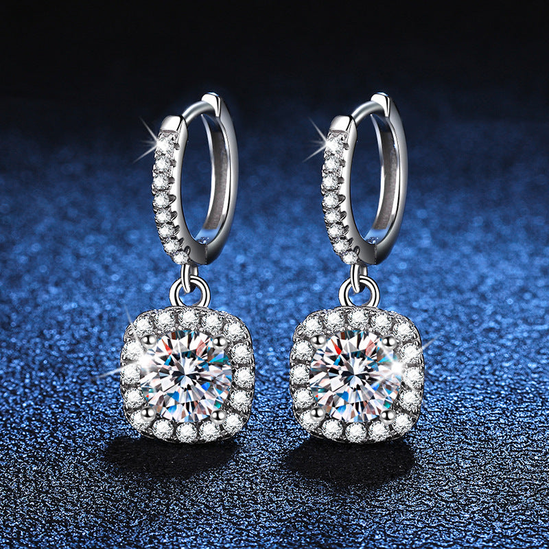 S925 Classic Square Moissanite Earrings-E003