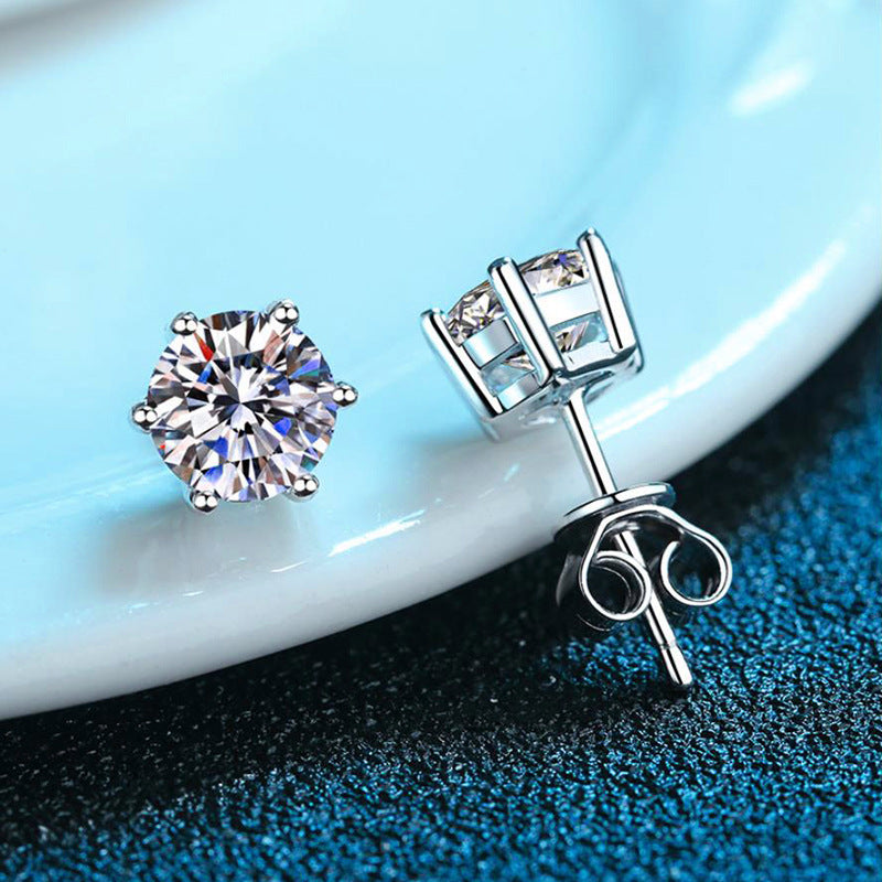 S925 Classic Six-Claw Moissanite Earrings-E002