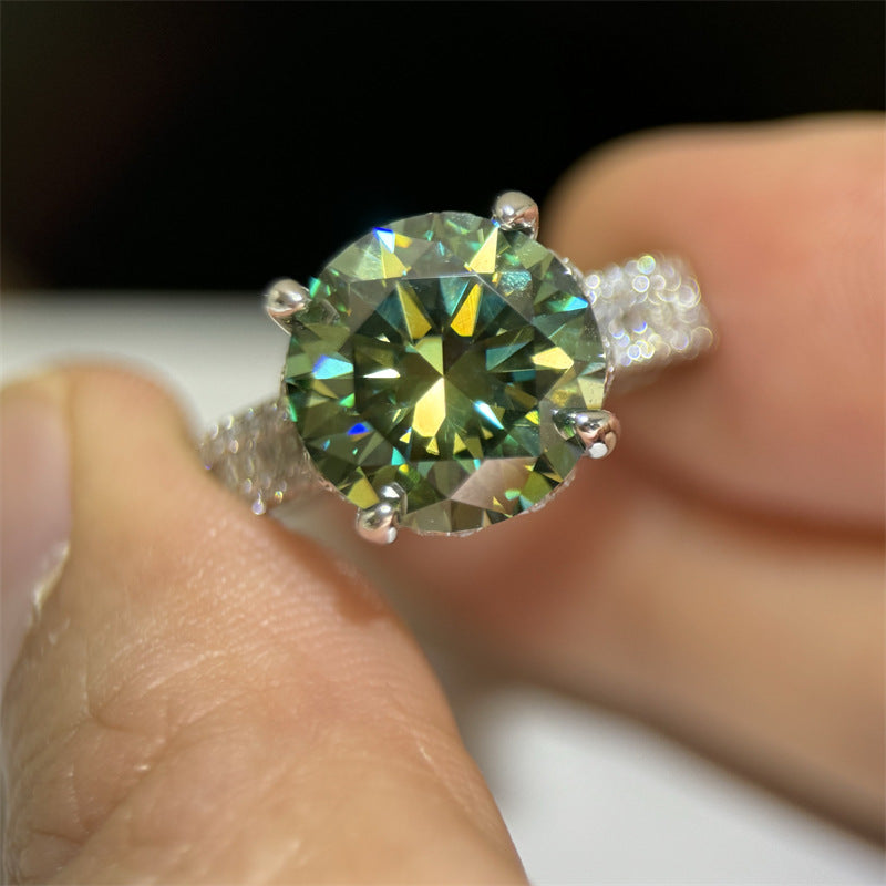 Luxurious 5 Carat Green Moissanite Ring -R009
