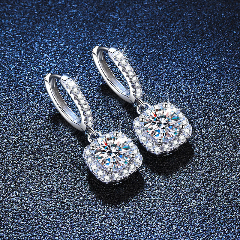 S925 Classic Square Moissanite Earrings-E003