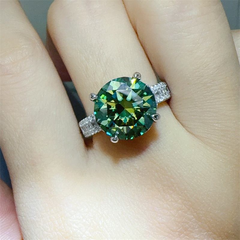 Luxurious 5 Carat Green Moissanite Ring -R009
