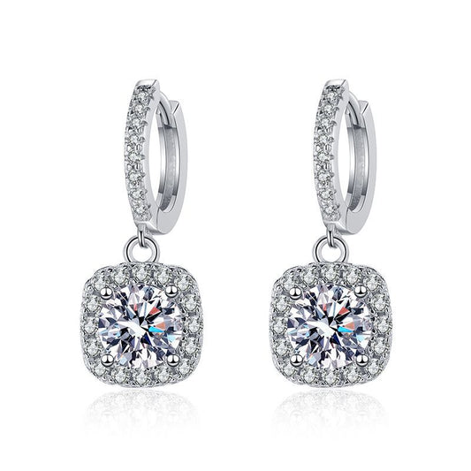 S925 Classic Square Moissanite Earrings-E003