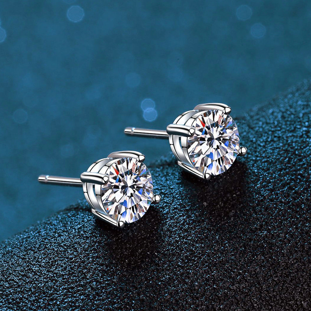 S925 Classic Four-Claw Moissanite Earrings-E001