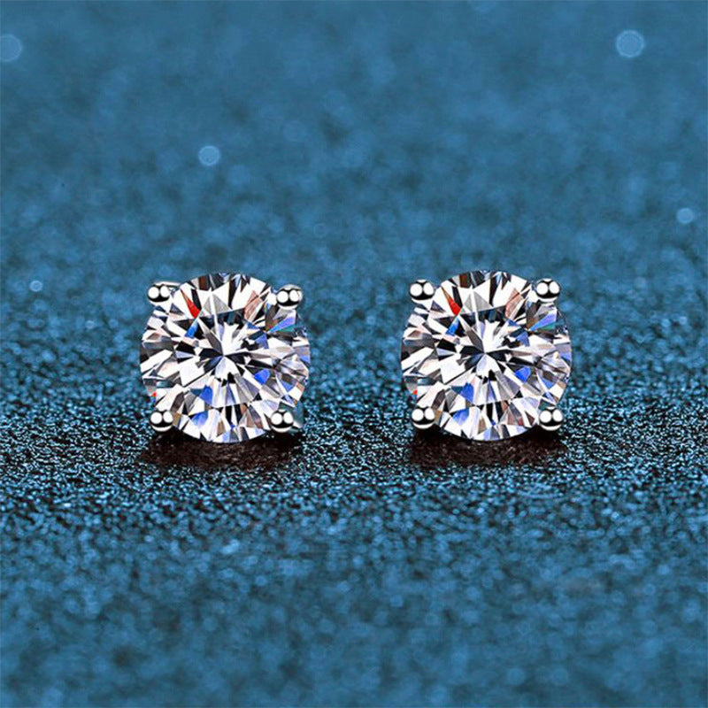 S925 Classic Four-Claw Moissanite Earrings-E001