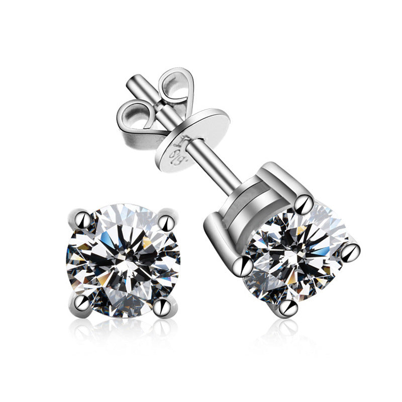 S925 Classic Four-Claw Moissanite Earrings-E001