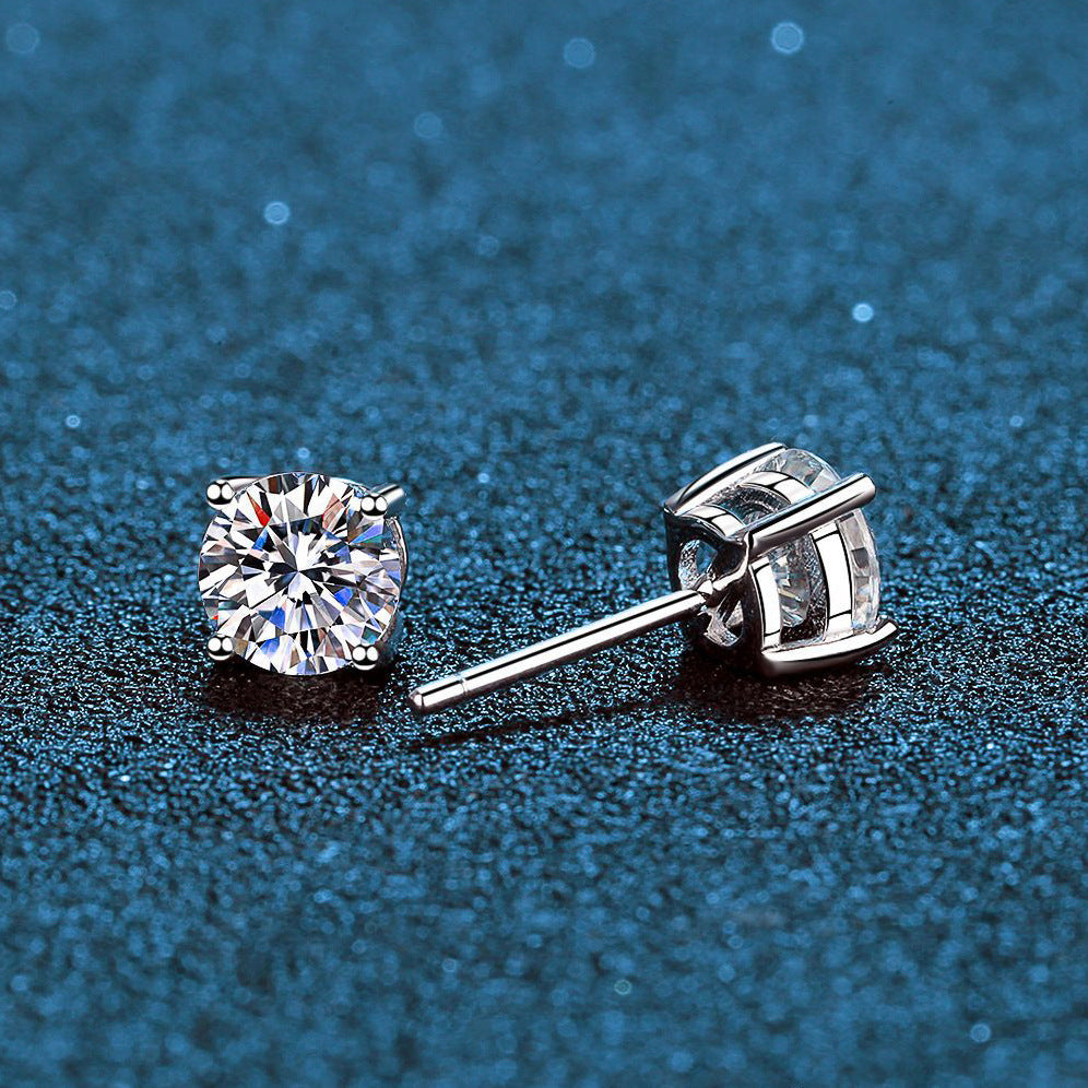 S925 Classic Four-Claw Moissanite Earrings-E001